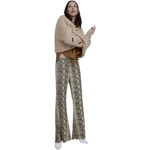 ZARA SNAKESKIN PRINT FLARED TROUSERS